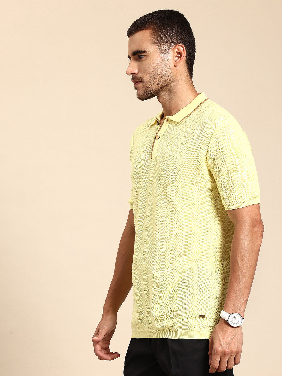 622 Intarsia Knit Polo I Limoncello