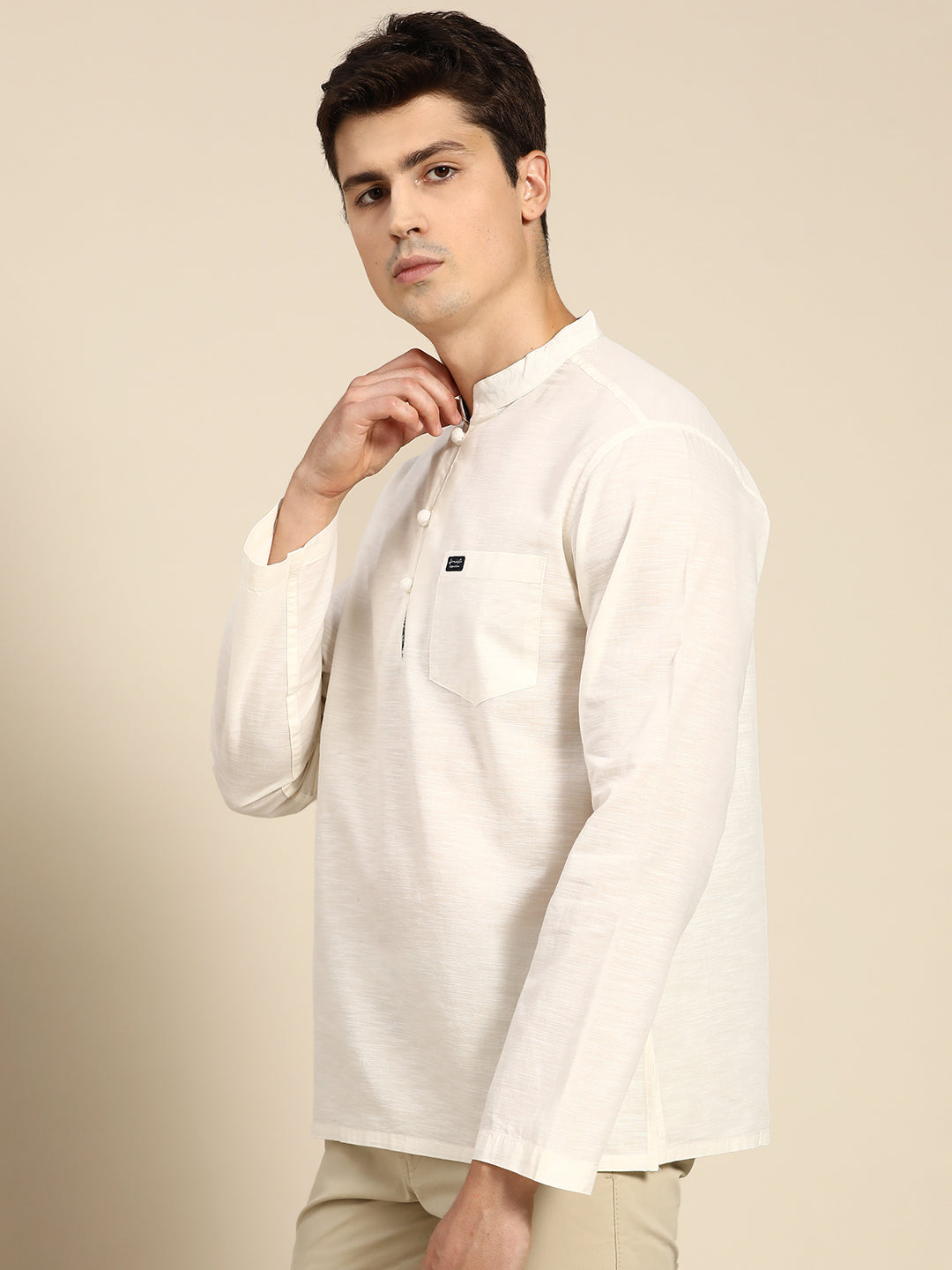 501 Men's Linen Smart Kurta Shirt I Full Sleeves I Off White