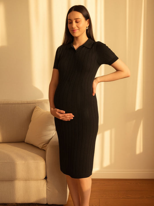 412 Maternity Textured Knit Dress I Pure Cotton
