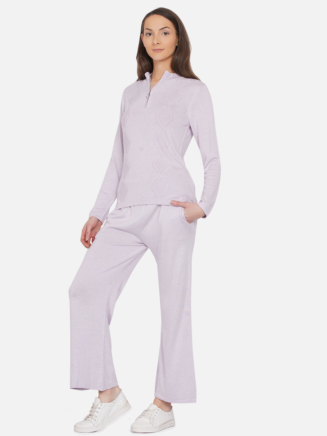 319 Cable Knit Co-Ord Set I Lavendar I Top + Bottom