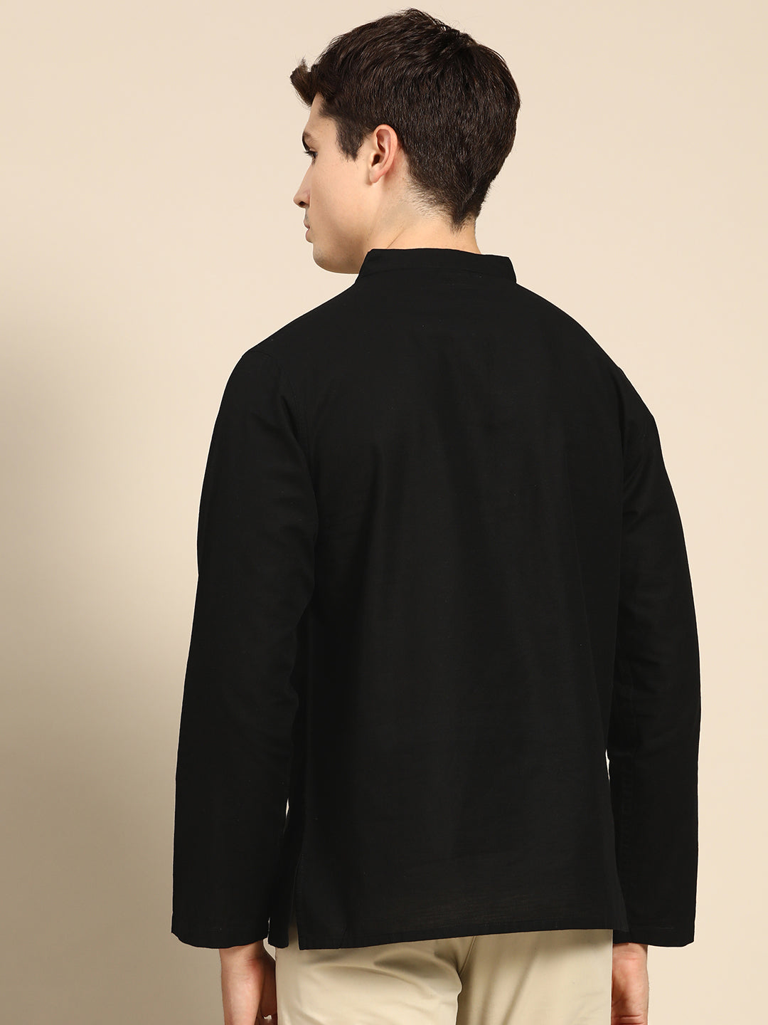 501 Men's Linen Smart Kurta Shirt I Black
