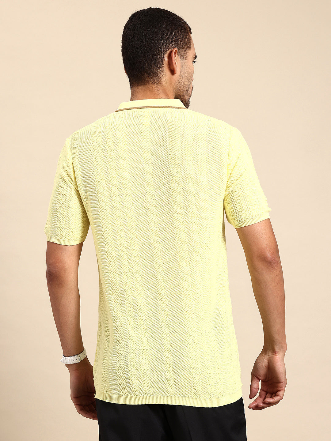 622 Intarsia Knit Polo I Limoncello