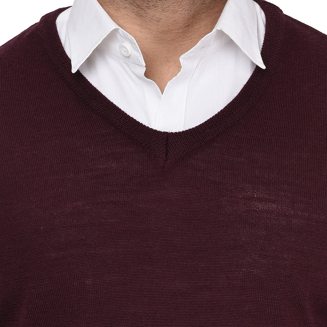 214 V-Neck Pullover I Pure Wool I Woolmark Certified I Burgundy (Last Few Pieces)