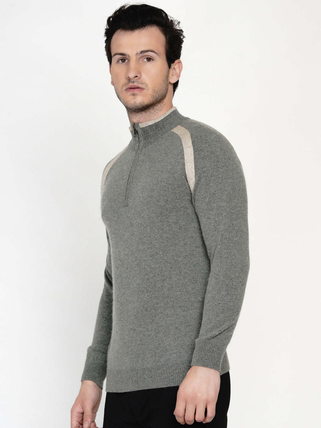 226 Half Zip Pullover I Woolmark Certified I Olive Melange