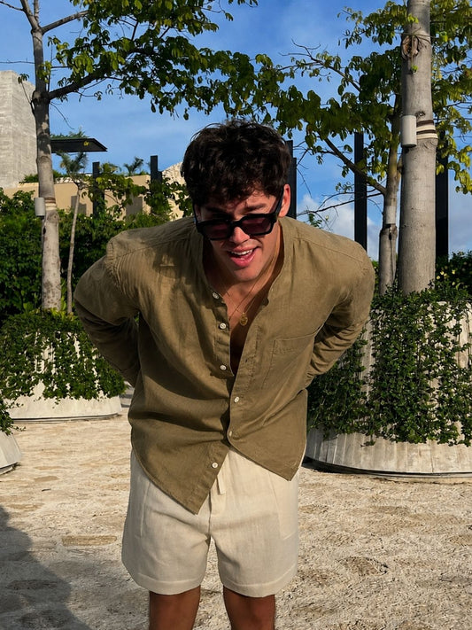 502 Men's Linen Shirt I Olive