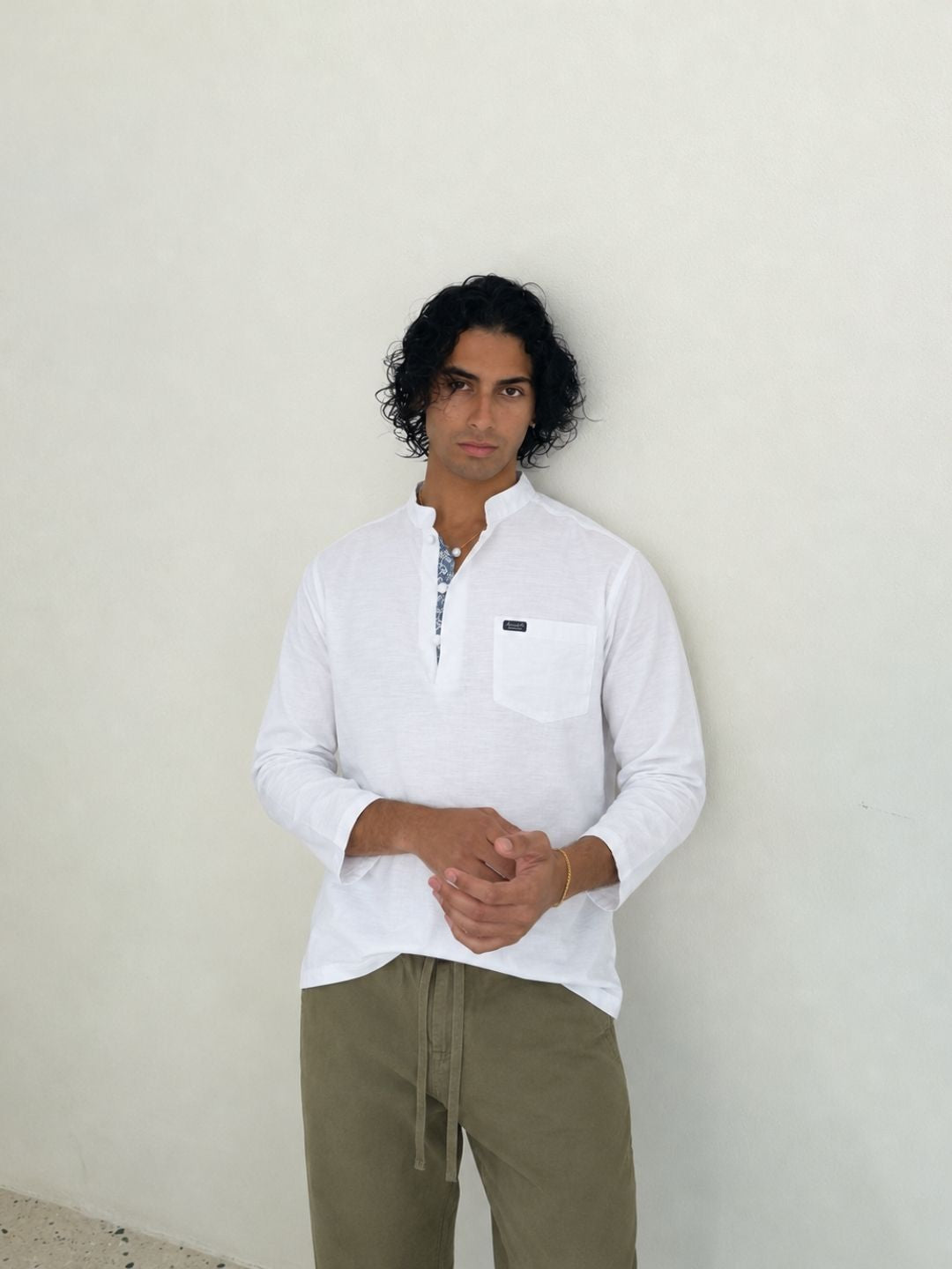 Men's White Romance Linen Set
