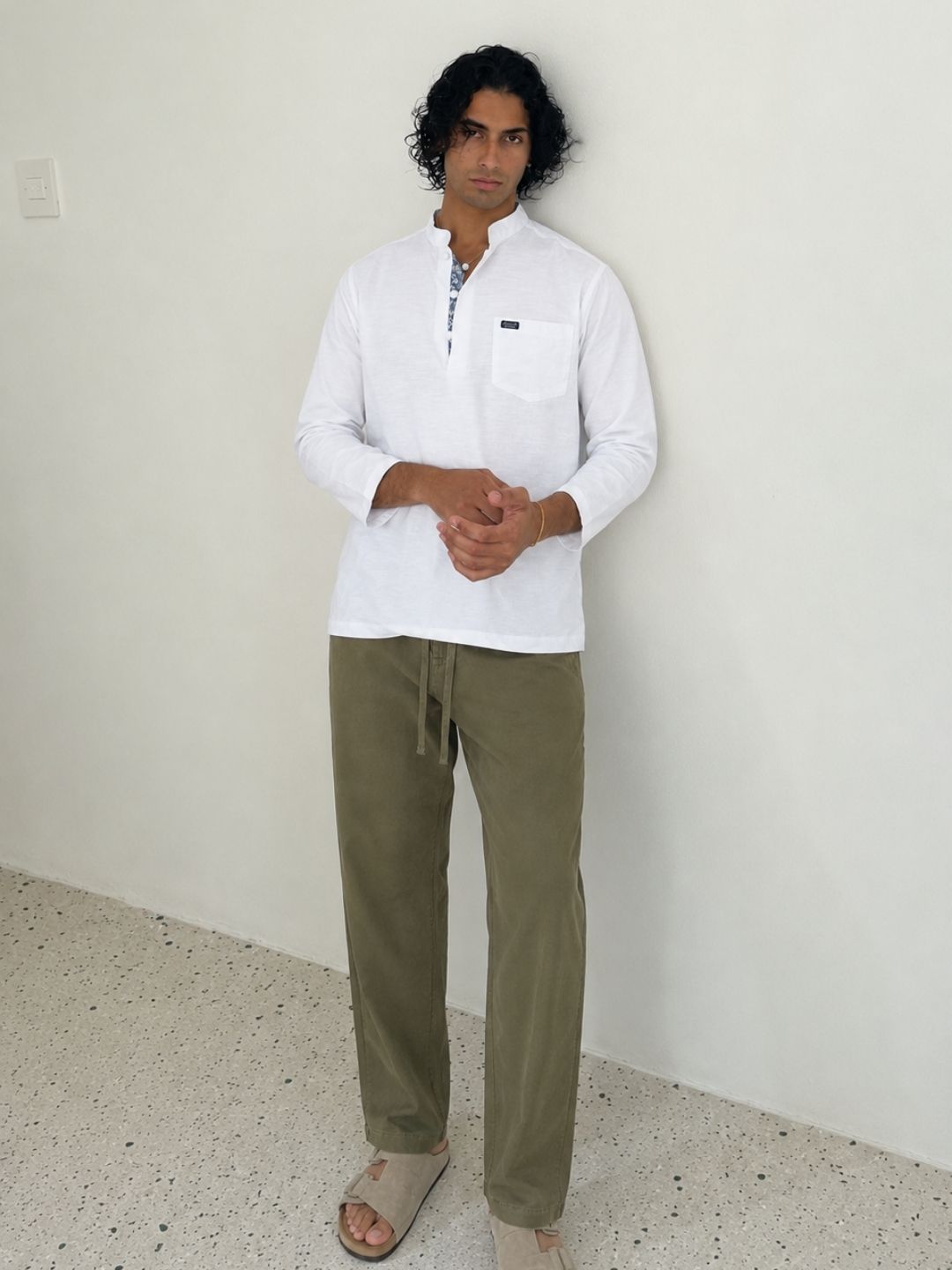 Men's White Romance Linen Set