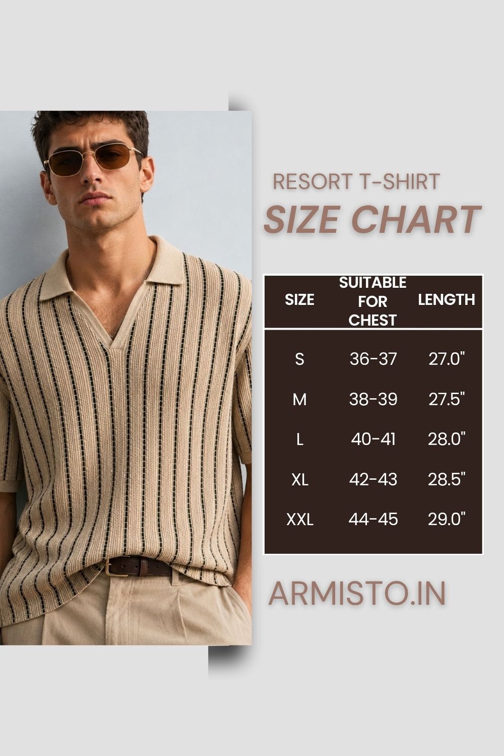 507 Striped Crochet Resort T-shirt I Camel