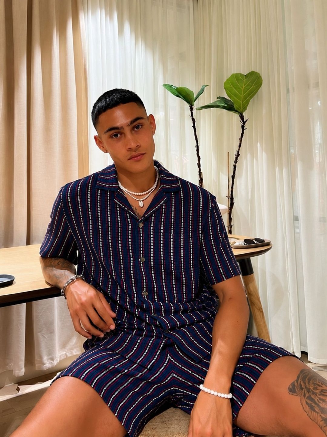 508 Crochet-style Resort Shirt  I French Navy