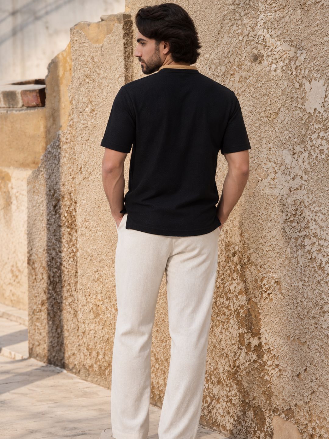 511 Crochet Resort Kurta Shirt I Black