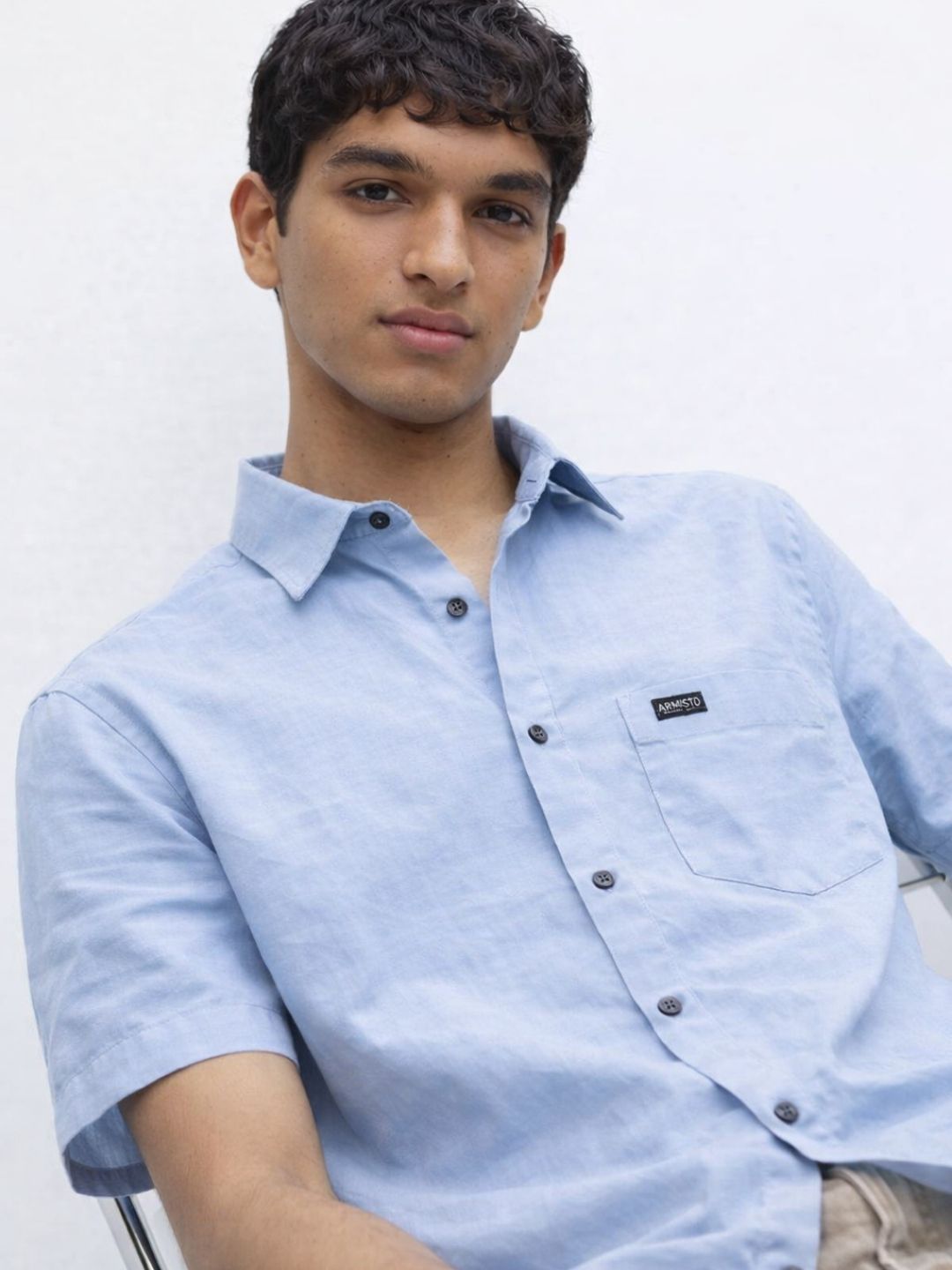 517 Men's Linen Shirt I Summer Sky