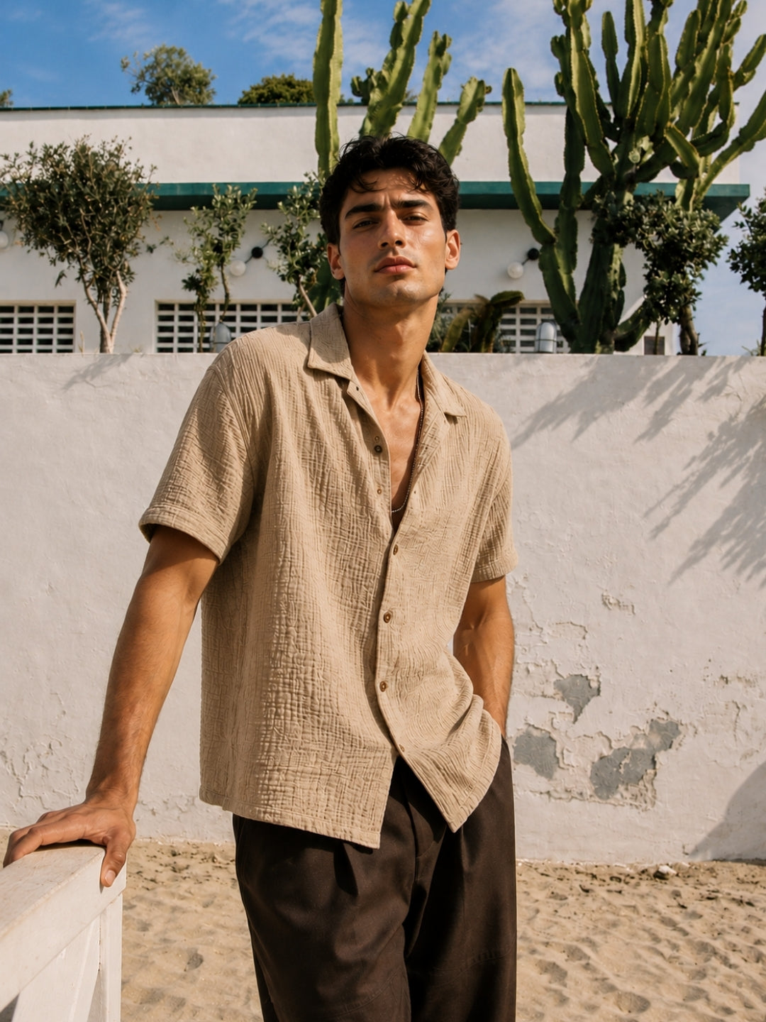 519 Bubble Textured Resort Shirt I Sunkissed