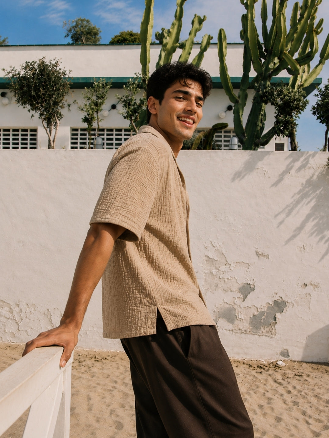 519 Bubble Textured Resort Shirt I Sunkissed