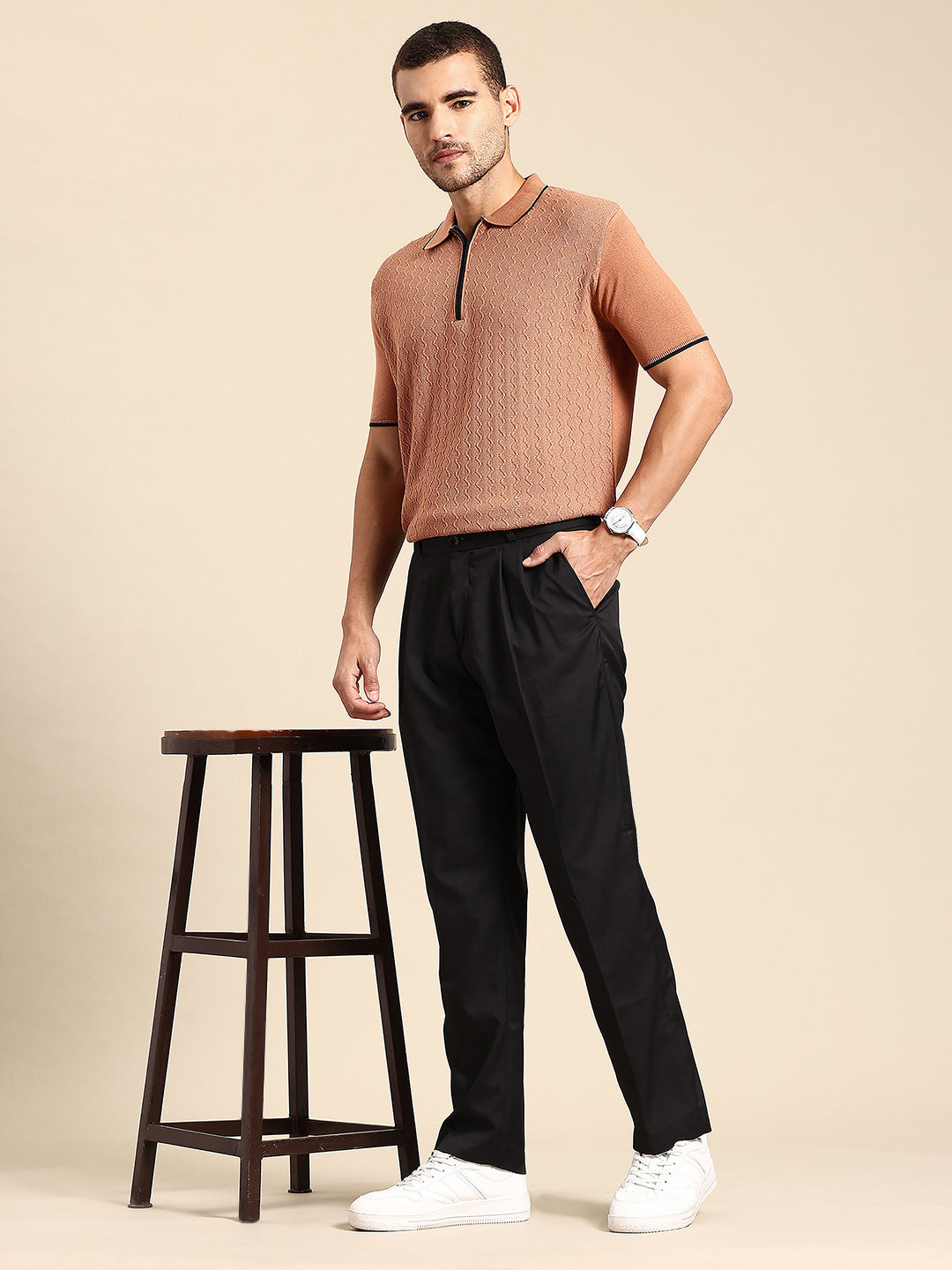 621 Rib Knit Polo I Mocha Mousse