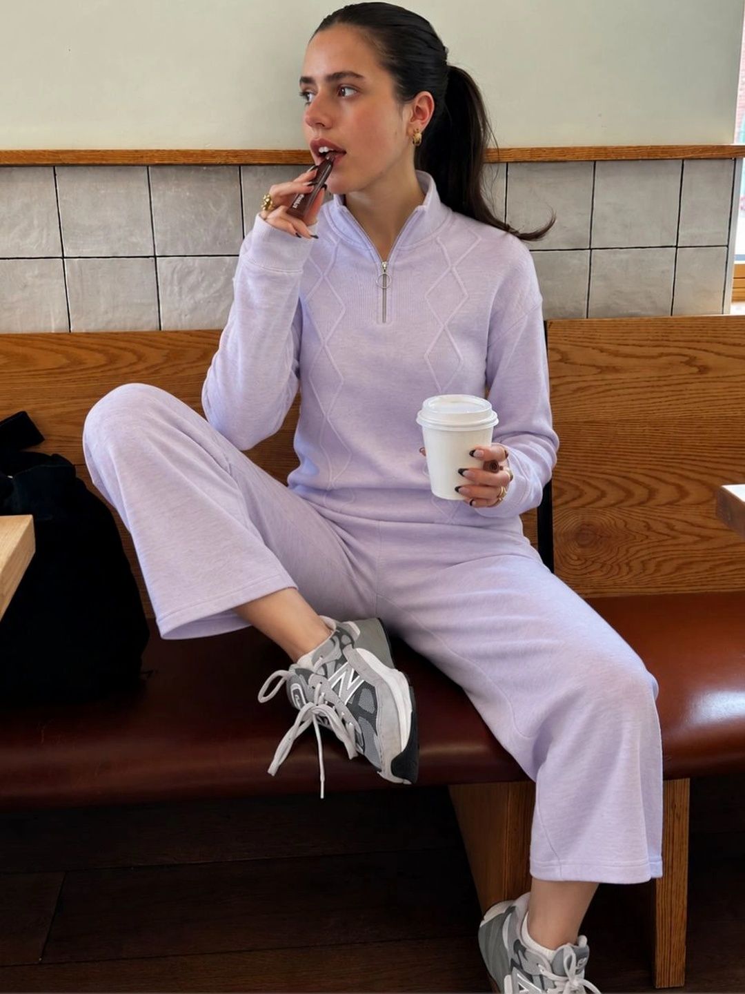 319 Cable Knit Co-Ord Set I Lavendar I Top + Bottom