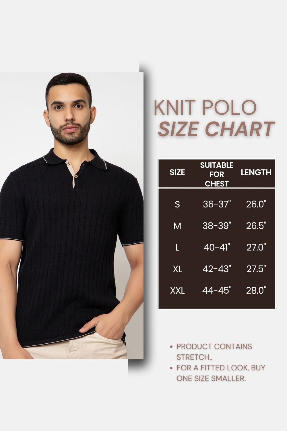 601 Rib Knit Polo I Black