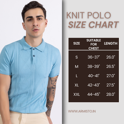 609 Argyle Knit Polo T-shirt I Navy