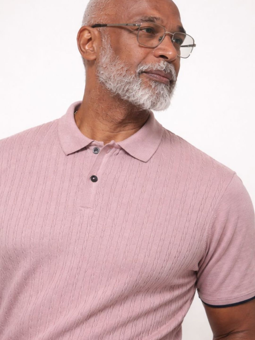 607 Cable Knit Polo T-shirt I Lavendar