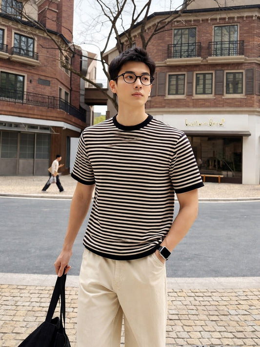 Korean Rolling Neck Knit T-shirt I OatBlack
