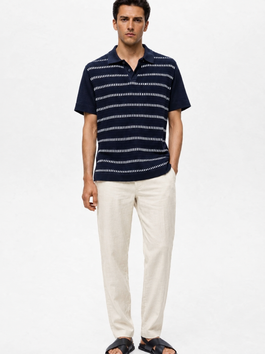 629 Textured Knit Polo I NAVY