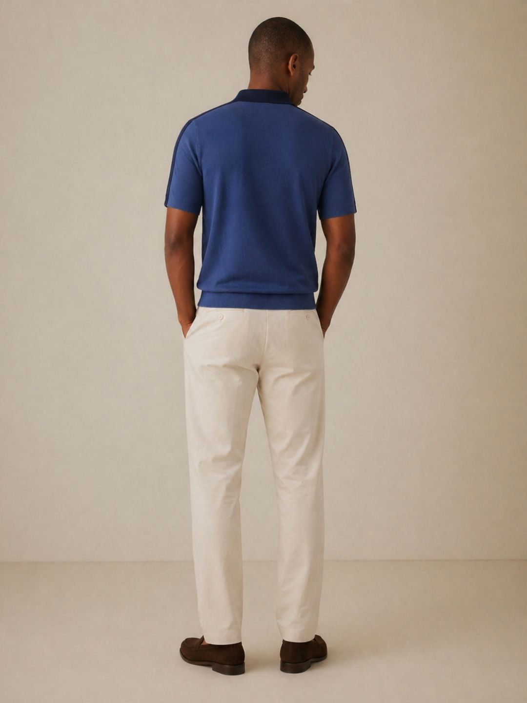 631 Textured Knit Polo with Shoulder Tape I Sky