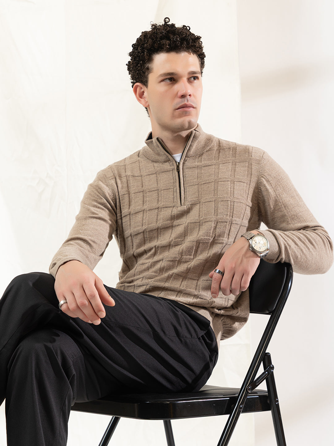 248 Half Zip Fuzzy Pullover I Woolmark Certified I Camel