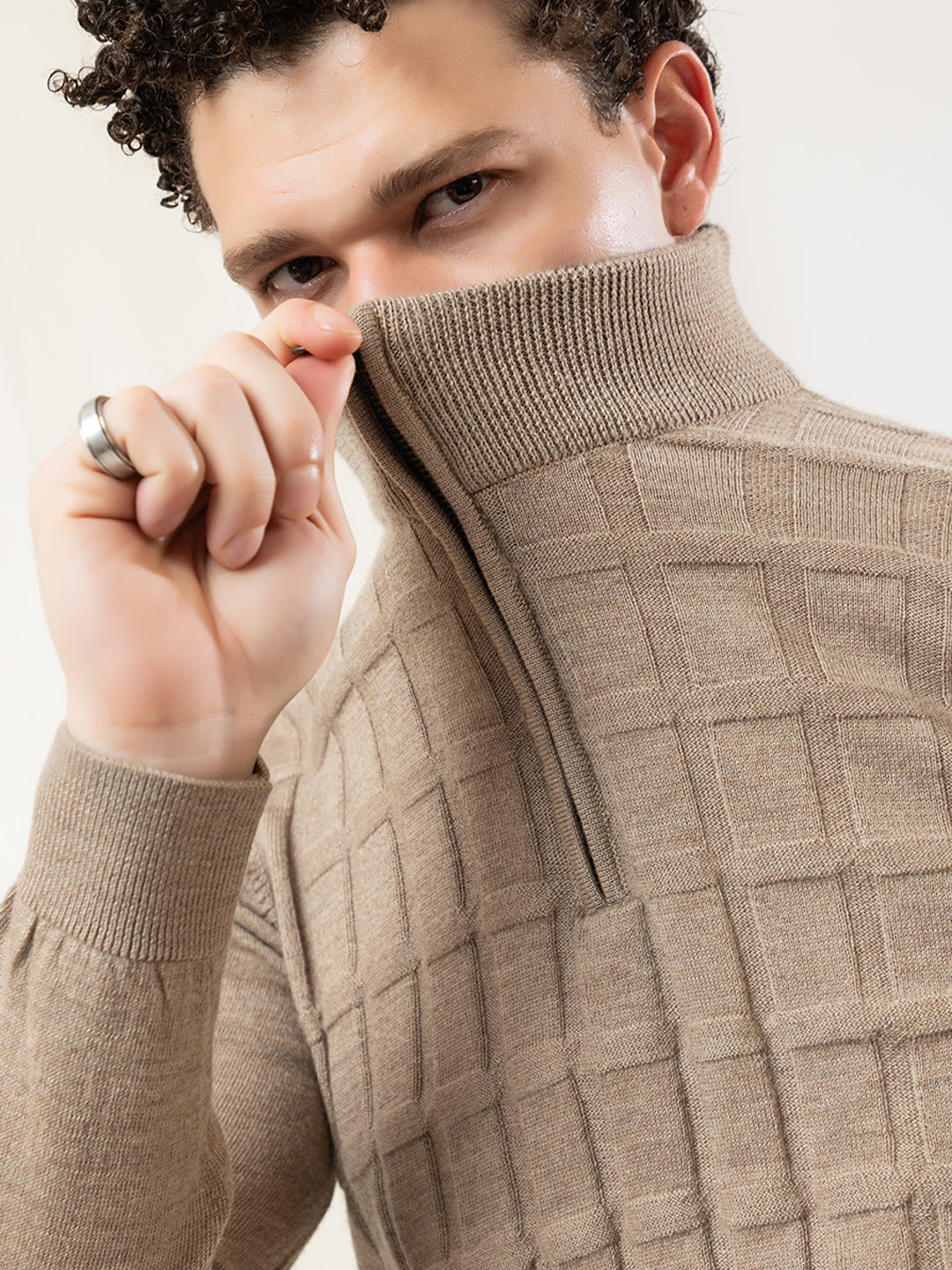 248 Half Zip Fuzzy Pullover I Woolmark Certified I Camel