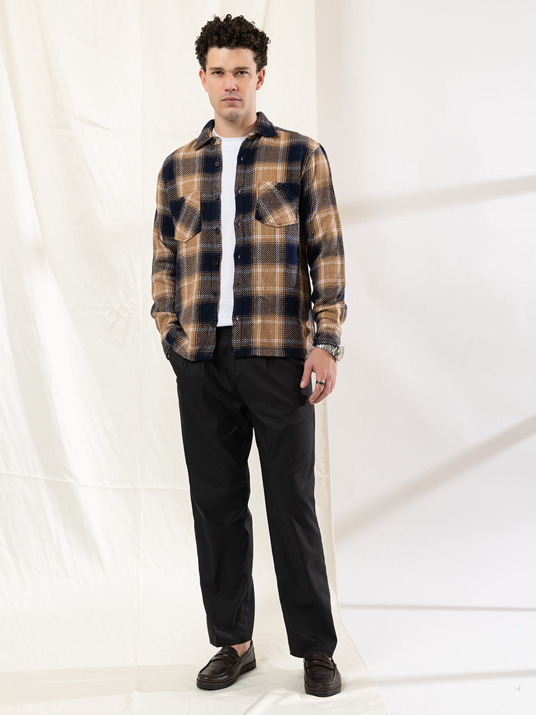 513 Men's Plaid Shacket Shirt I NutBrown