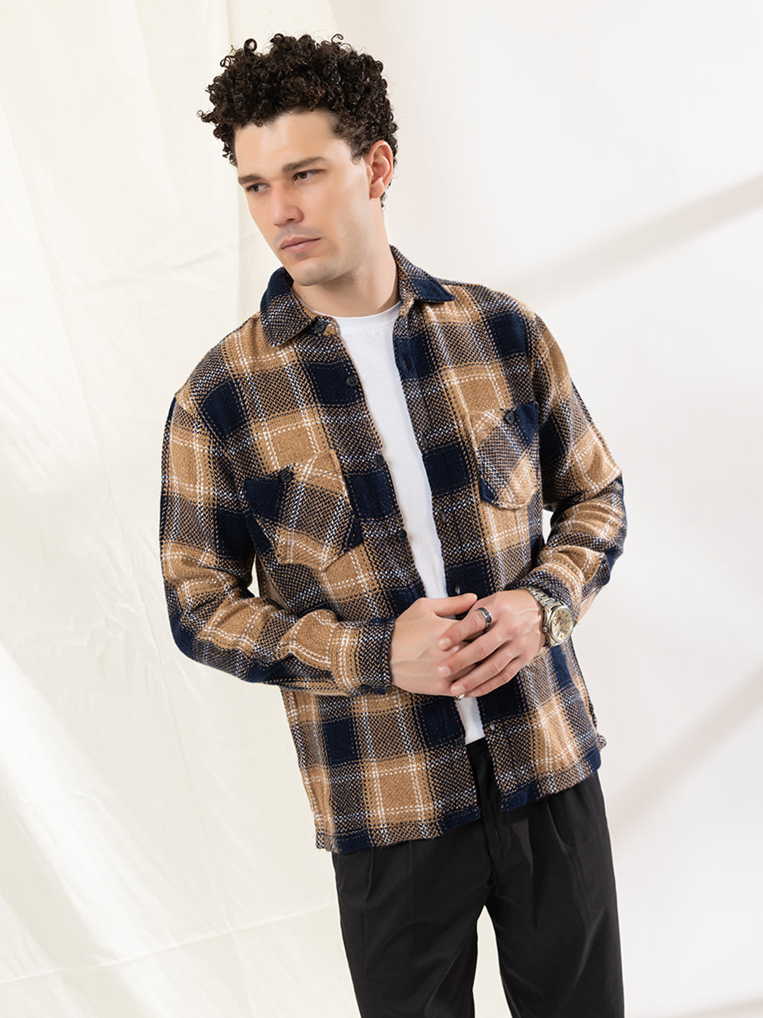 513 Men's Plaid Shacket Shirt I NutBrown