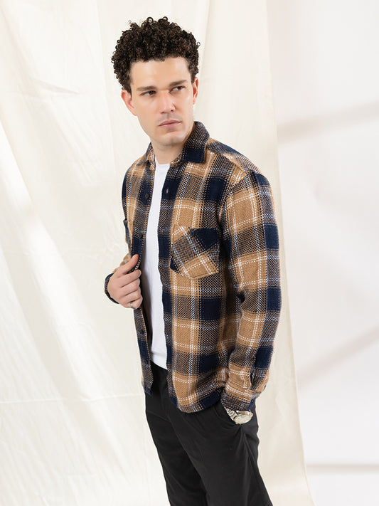 513 Men's Plaid Shacket Shirt I NutBrown