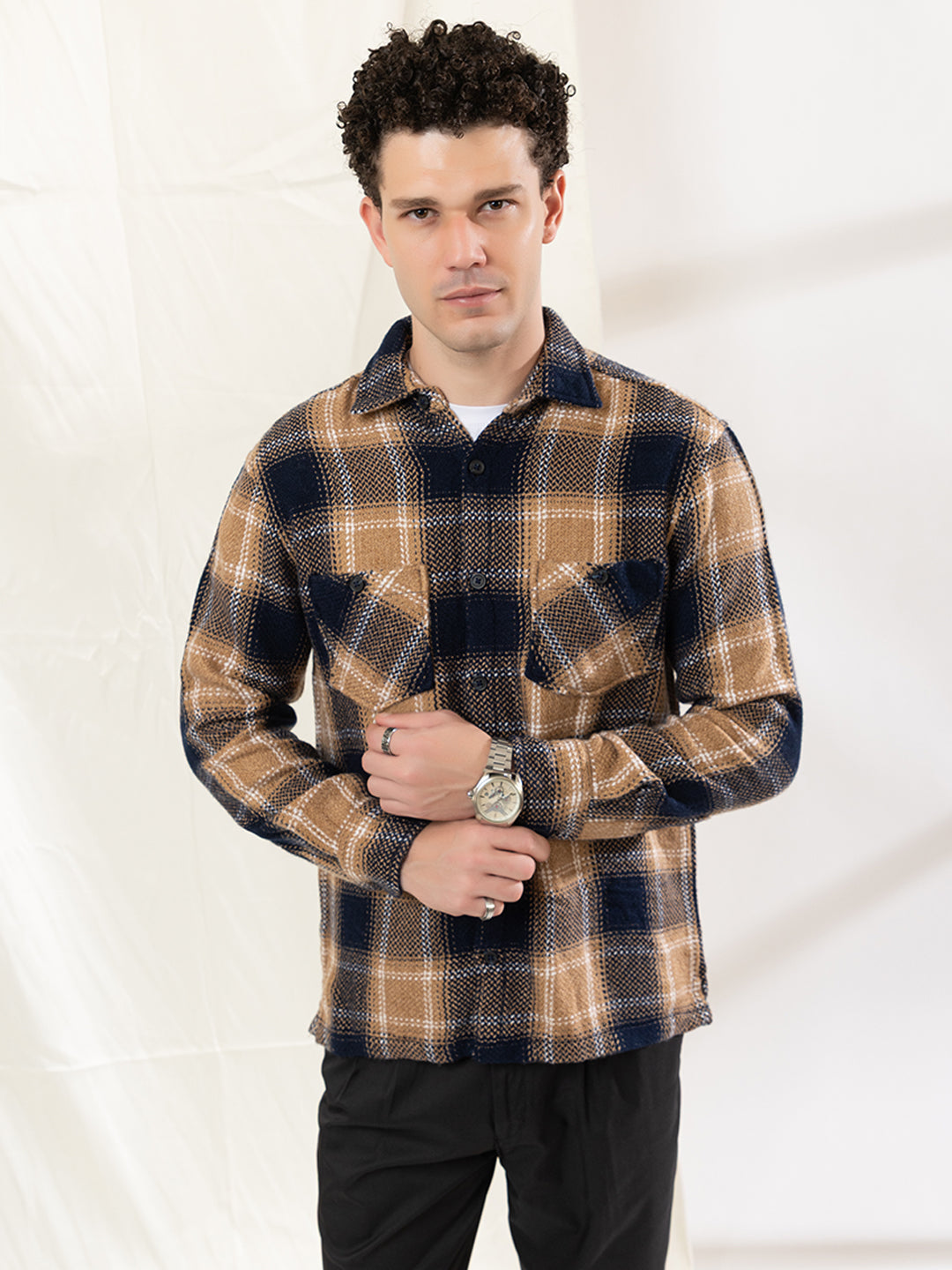 513 Men's Plaid Shacket Shirt I NutBrown