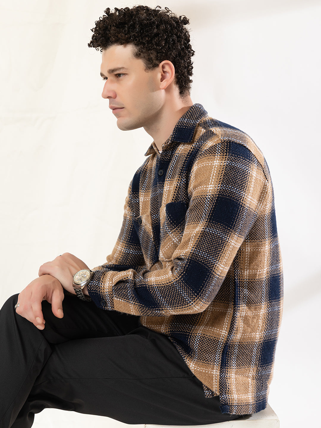 513 Men's Plaid Shacket Shirt I NutBrown