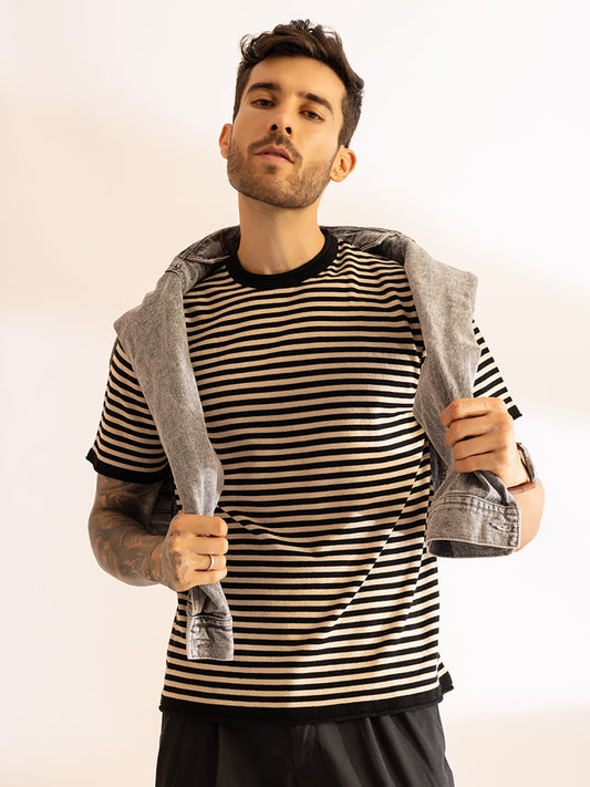 Korean Rolling Neck Knit T-shirt I OatBlack