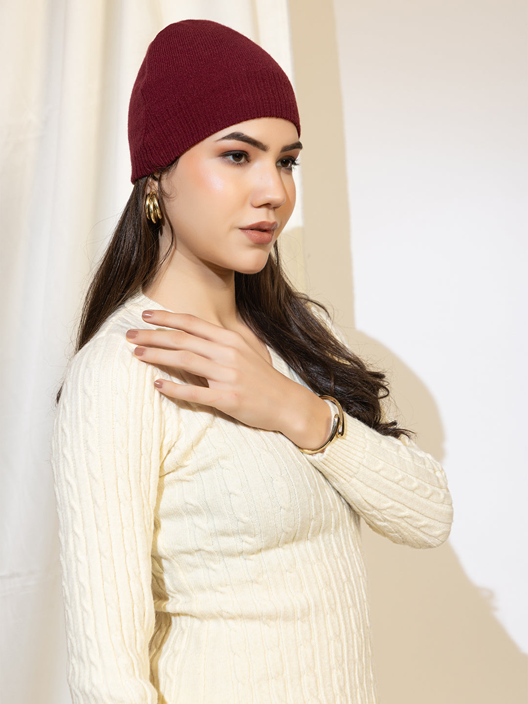 007 Knitted Beanie I Wine I Unisex Female