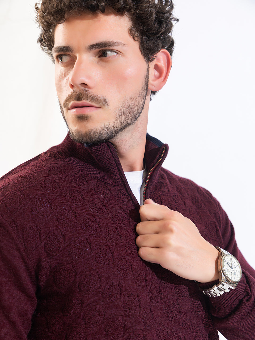 249 Half Zip Fuzzy Pullover I Woolmark Certified I Maroon