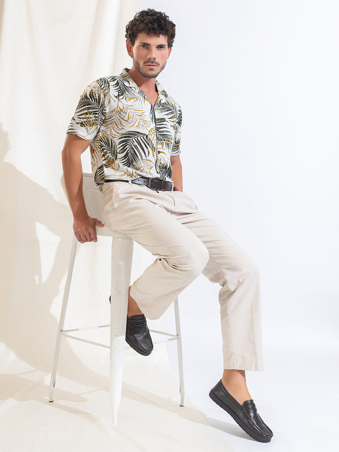 516 Men's Hawaain Resort Shirt I White