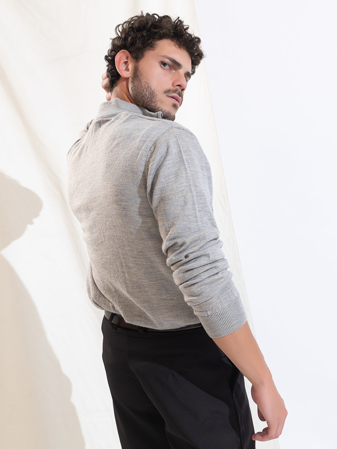 251 Half Zip Fuzzy Pullover I Woolmark Certified I Grey Melange