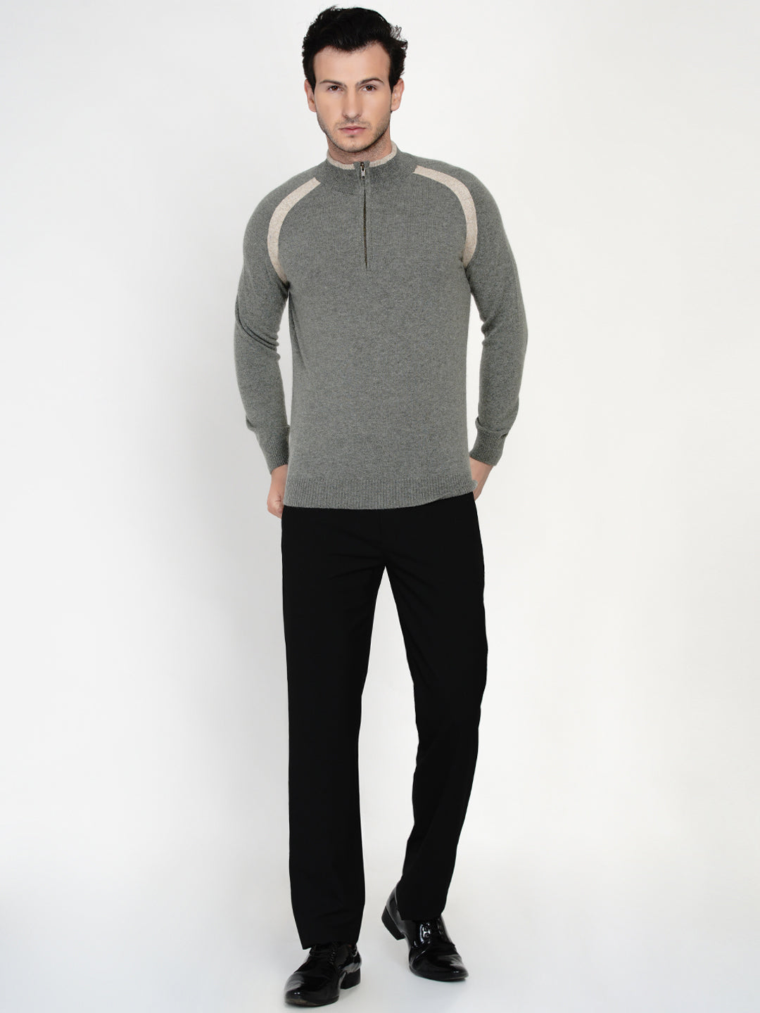 226 Half Zip Pullover I Woolmark Certified I Olive Melange