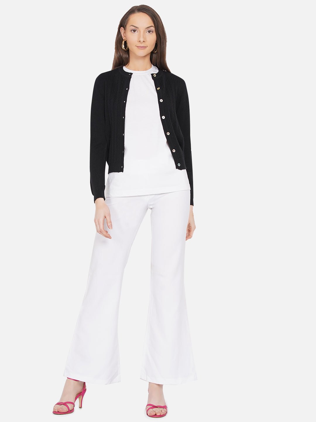 318 Wool Cable Knit Cardigan I Black