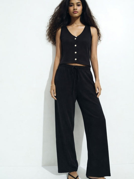 812 WaistCoat Co-Ord Set I Black I Top + Bottom