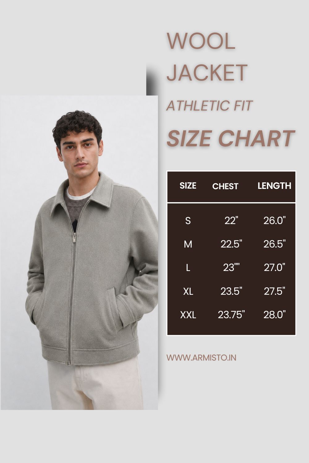 906 Wool Coat Jacket I LightGrey I Athletic Fit