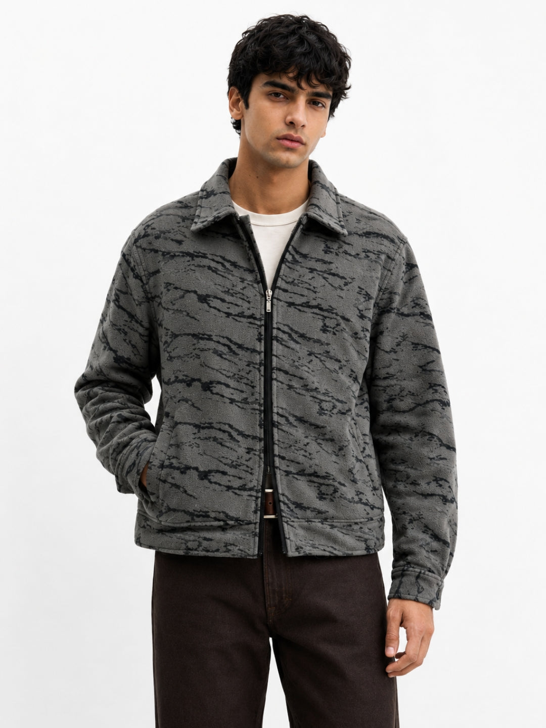 906 Wool Coat Jacket I LightGrey Camo I Athletic Fit