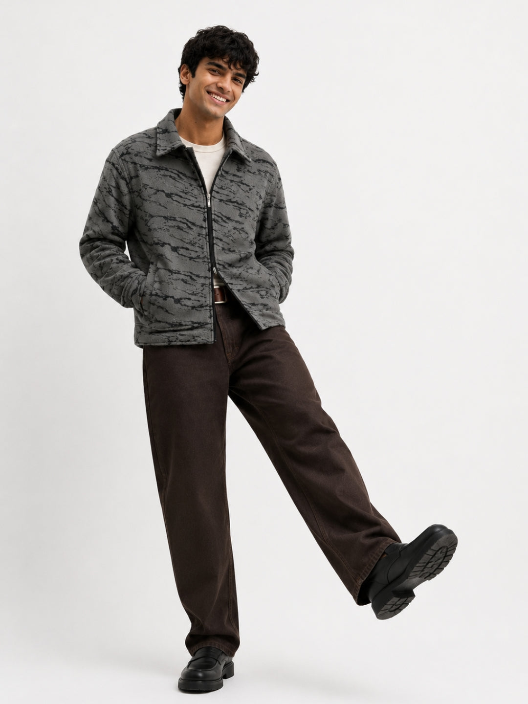 906 Wool Coat Jacket I LightGrey Camo I Athletic Fit