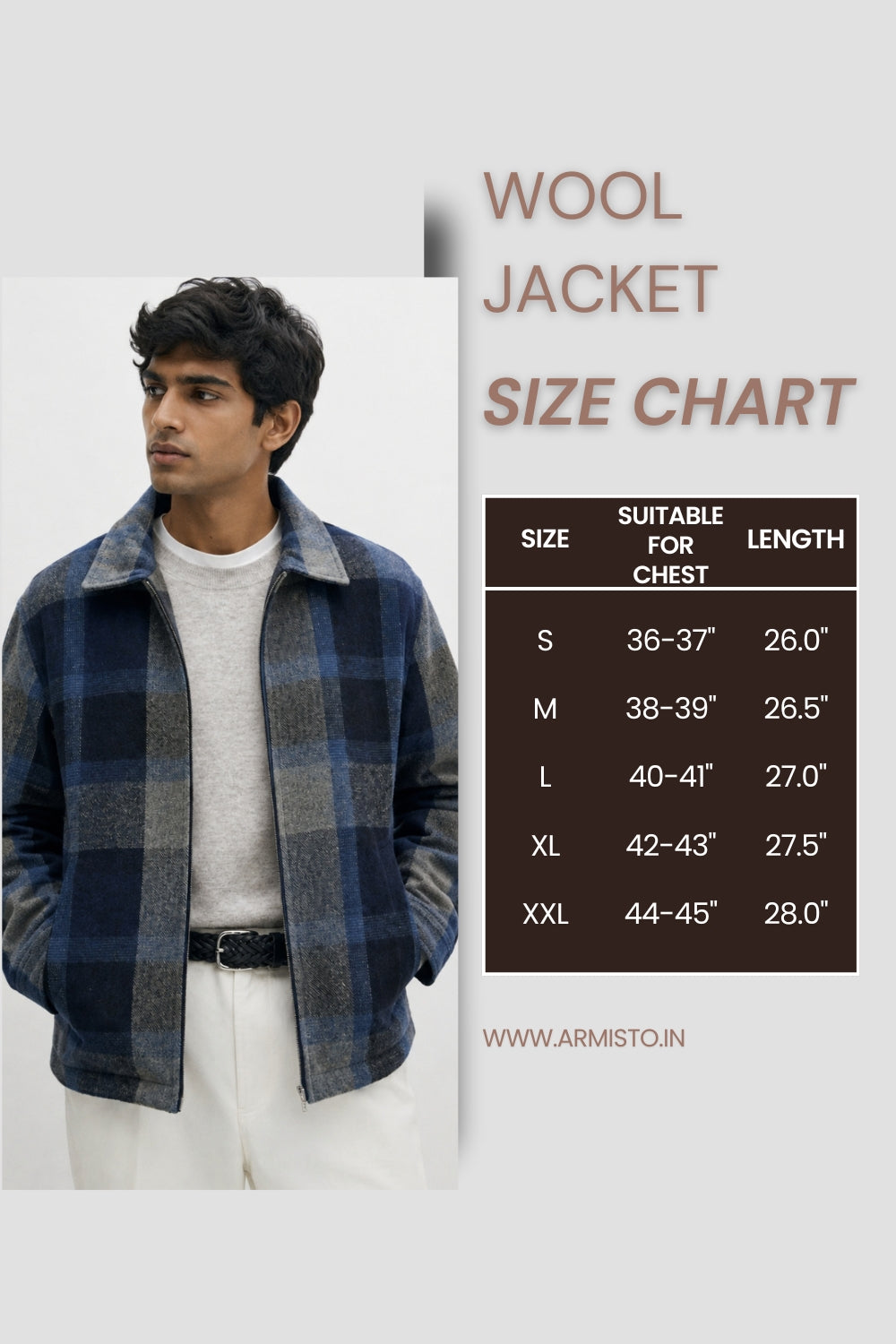 907 Checked Flanner Wool Coat Jacket I Blue Dusk I Athletic Fit