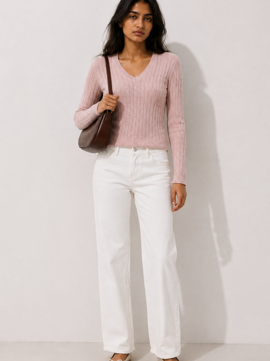 338 Chunky Cable Pullover I Pink