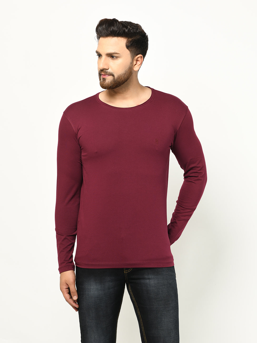 106 Men's Pure Cotton Basic T-shirt I Wine