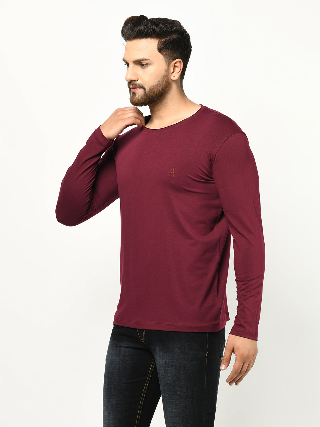 106 Men's Pure Cotton Basic T-shirt I Wine