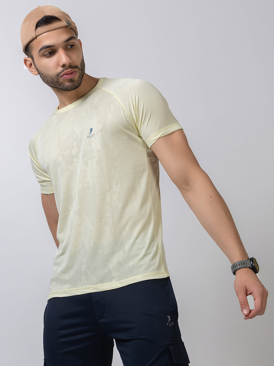 120 Camo Textured Dri-Fit Sports Tshirt I Lemon Yellow