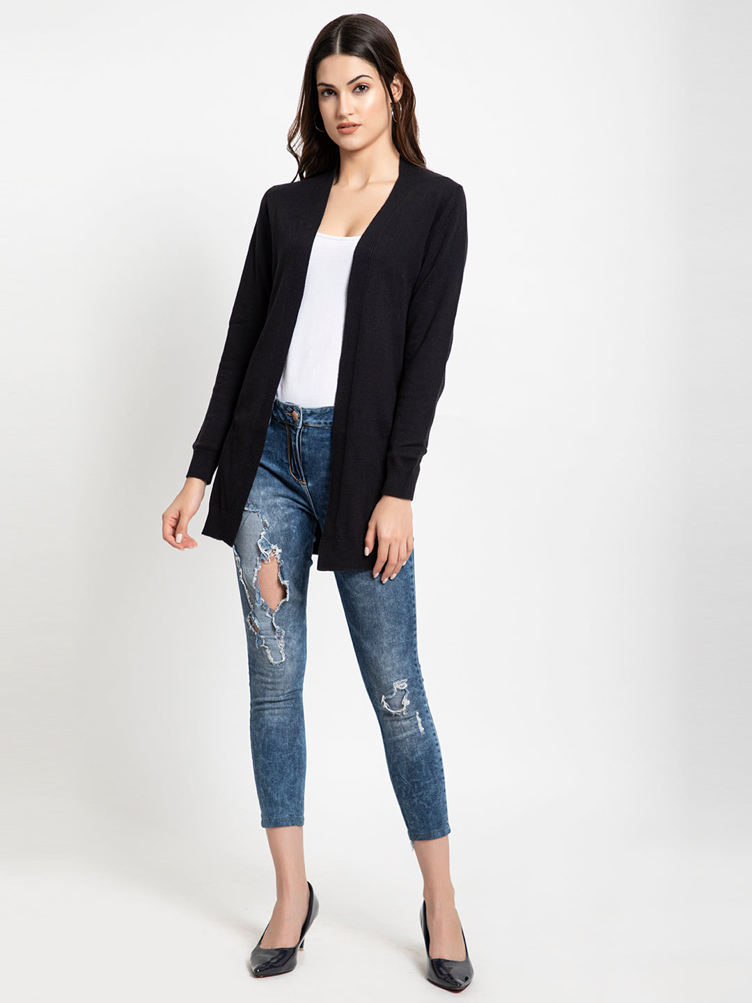 017 Woollen Shrug I Black