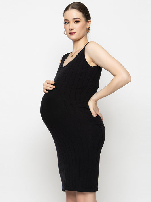 413 Maternity Knit Dress I Black